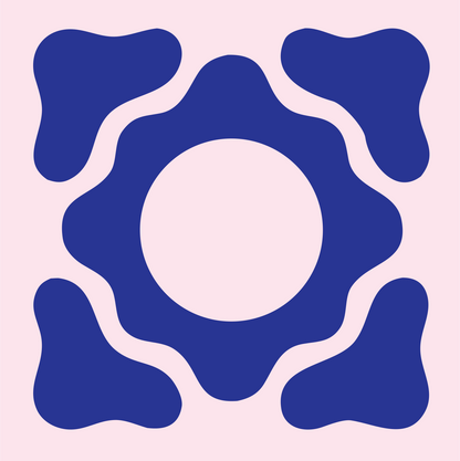 Negative Space Gear Crest #fce4ec/#283593
