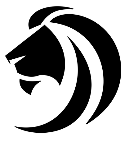 Monoline Lion Head Logo #ffffff/#000000