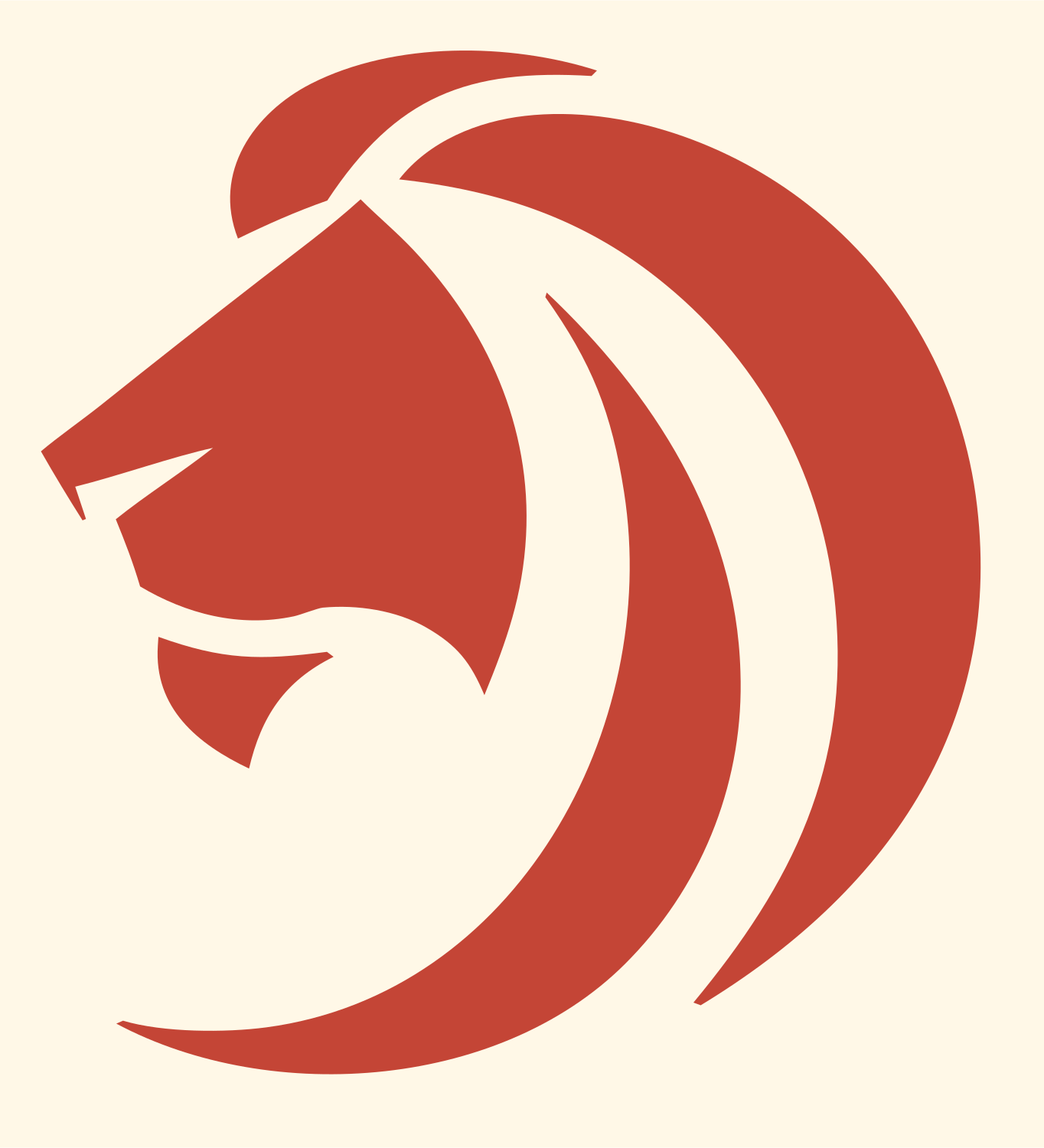 Monoline Lion Head Logo #fff8e7/#c44536