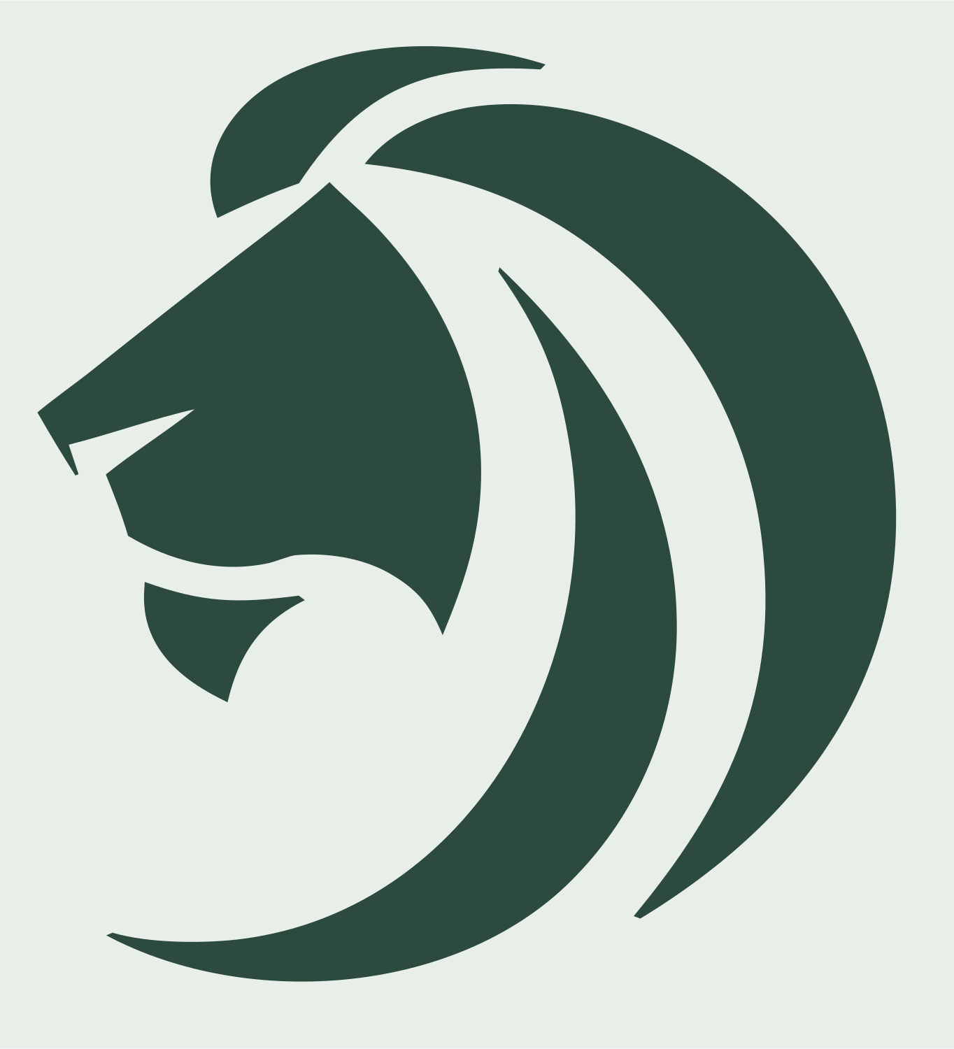 Monoline Lion Head Logo #e8efe9/#2d4a3e