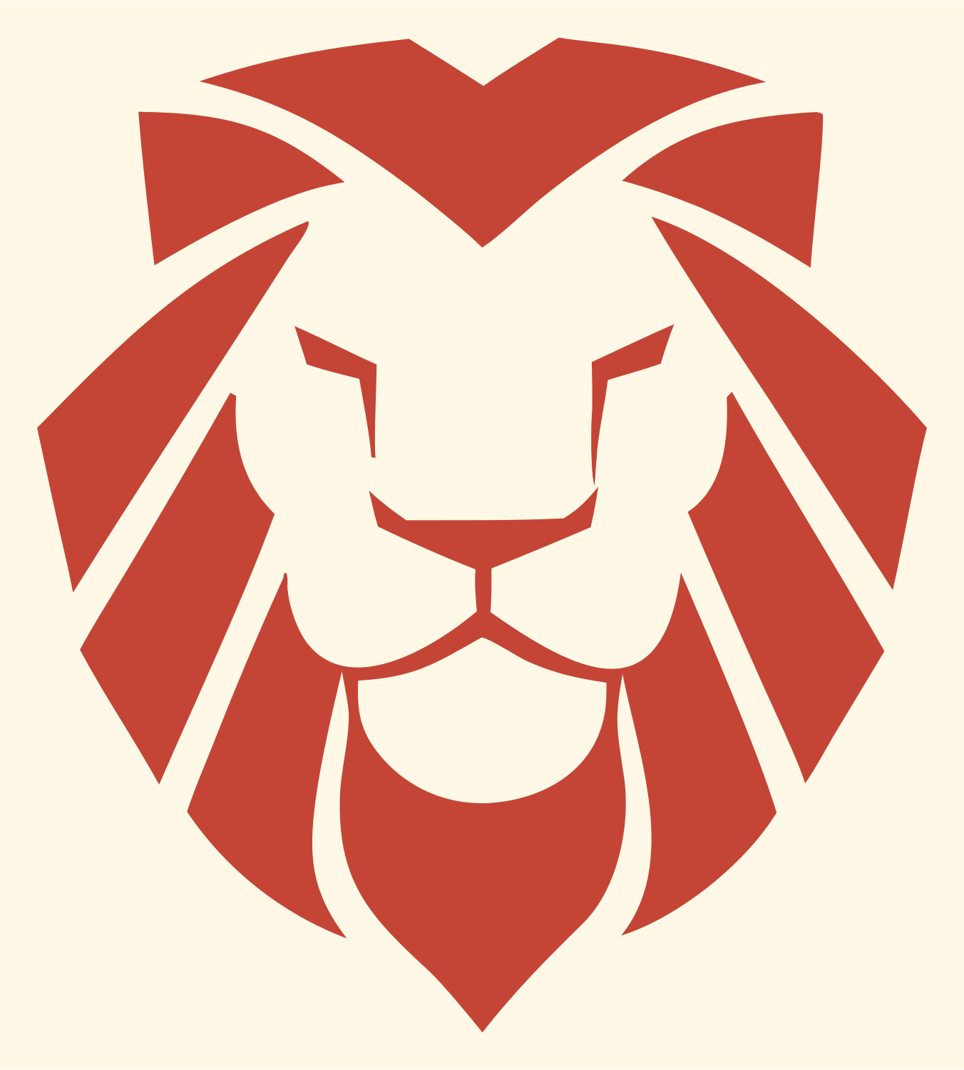 Lion Face Geometric Mark #fff8e7/#c44536