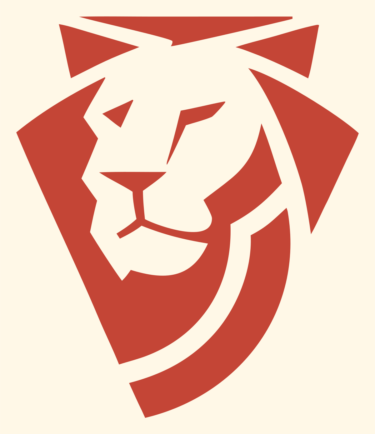 Bold Lion Head Crest #fff8e7/#c44536