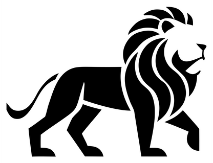 Monoline Walking Lion Logo #ffffff/#000000