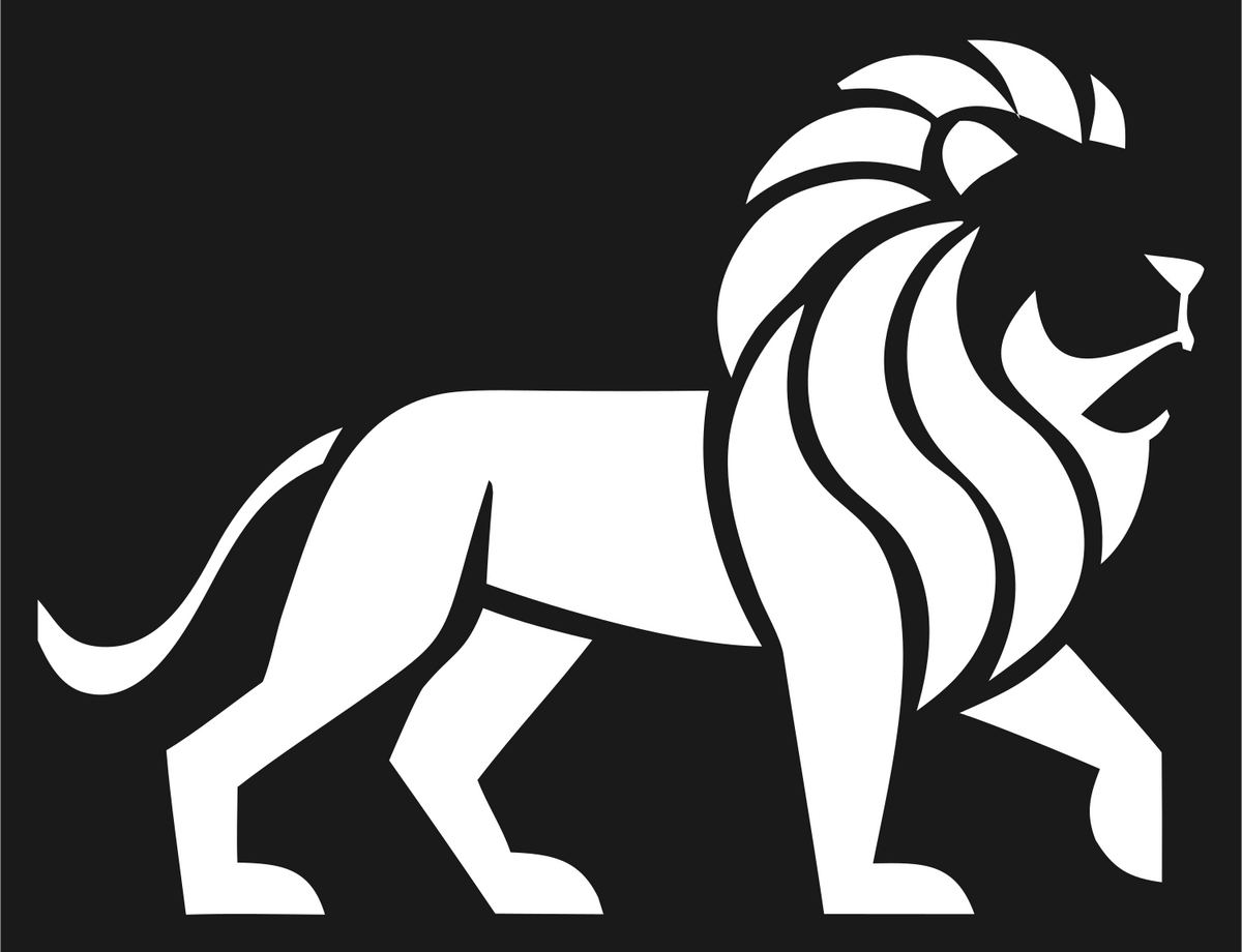Monoline Walking Lion Logo #1a1a1a/#ffffff