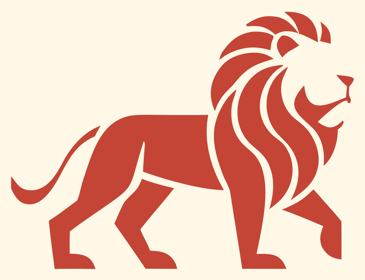 Monoline Walking Lion Logo #fff8e7/#c44536