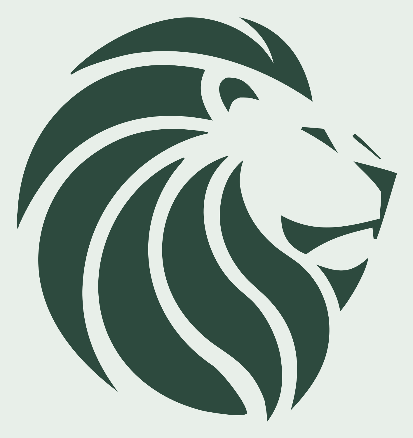 Monoline Lion Mane Crest #e8efe9/#2d4a3e