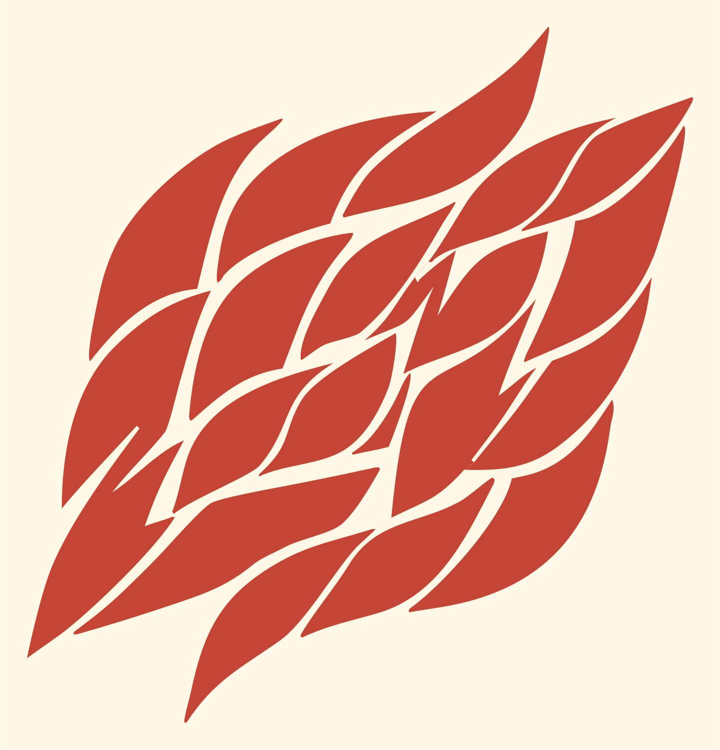 Hand-Drawn Hop Cone Logo #fff8e7/#c44536