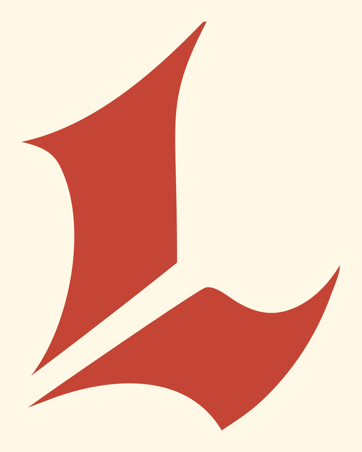 Gothic L Letter Mark #fff8e7/#c44536