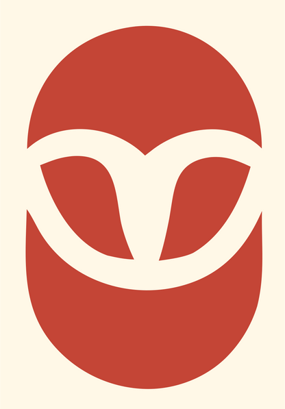 Pictogram Owl Face Badge #fff8e7/#c44536