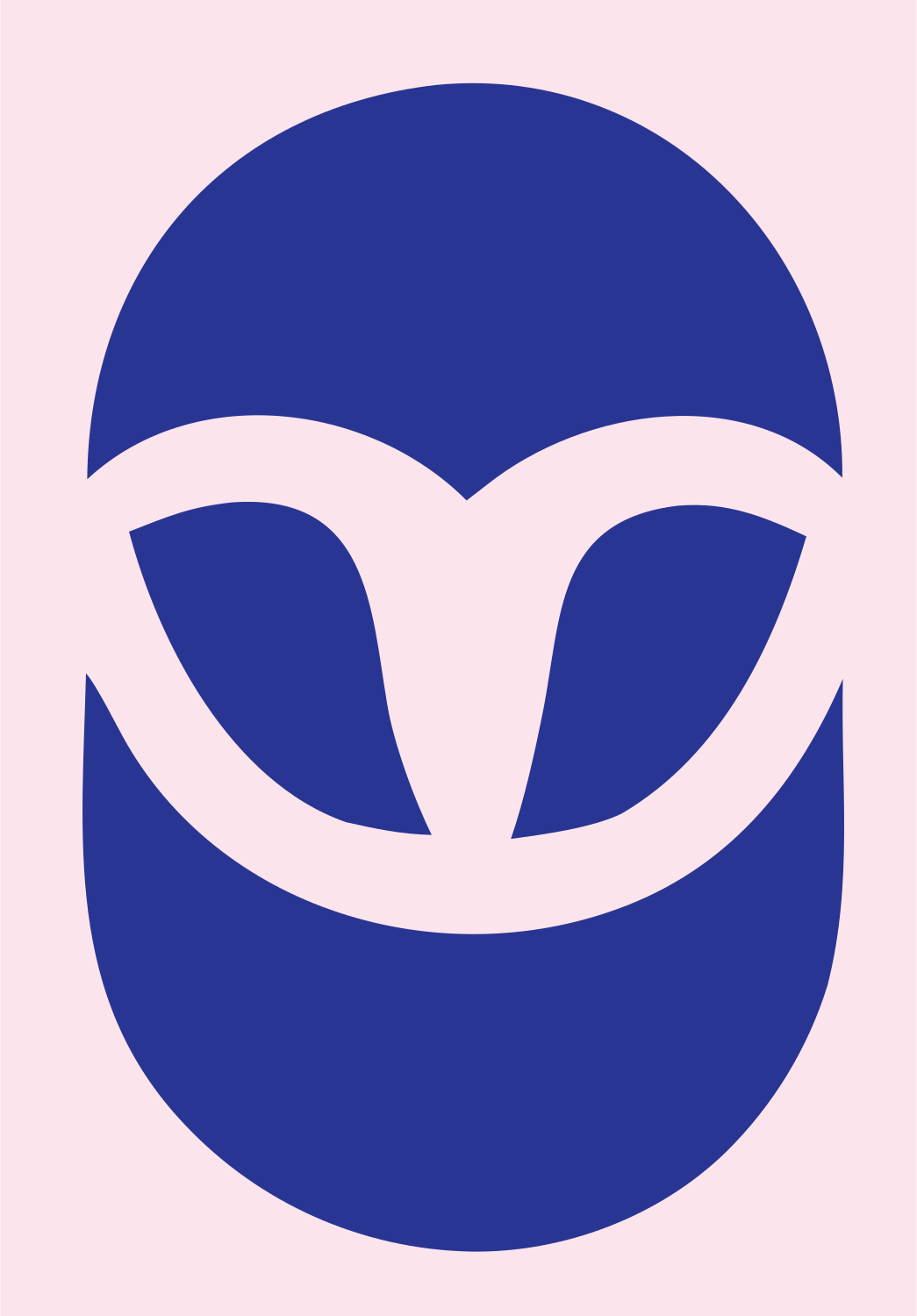 Pictogram Owl Face Badge #fce4ec/#283593