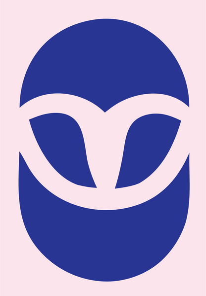 Pictogram Owl Face Badge #fce4ec/#283593
