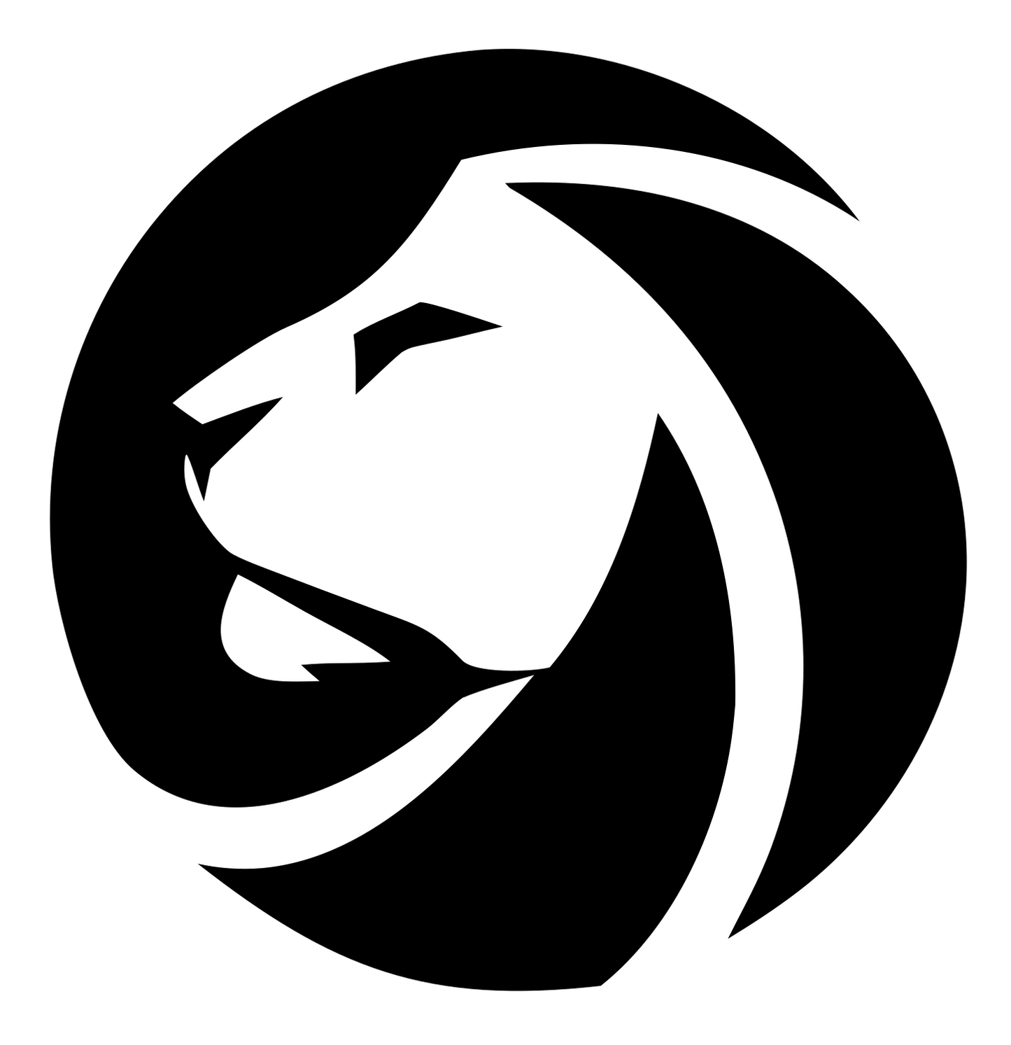 Negative Space Lion Circle Badge #ffffff/#000000