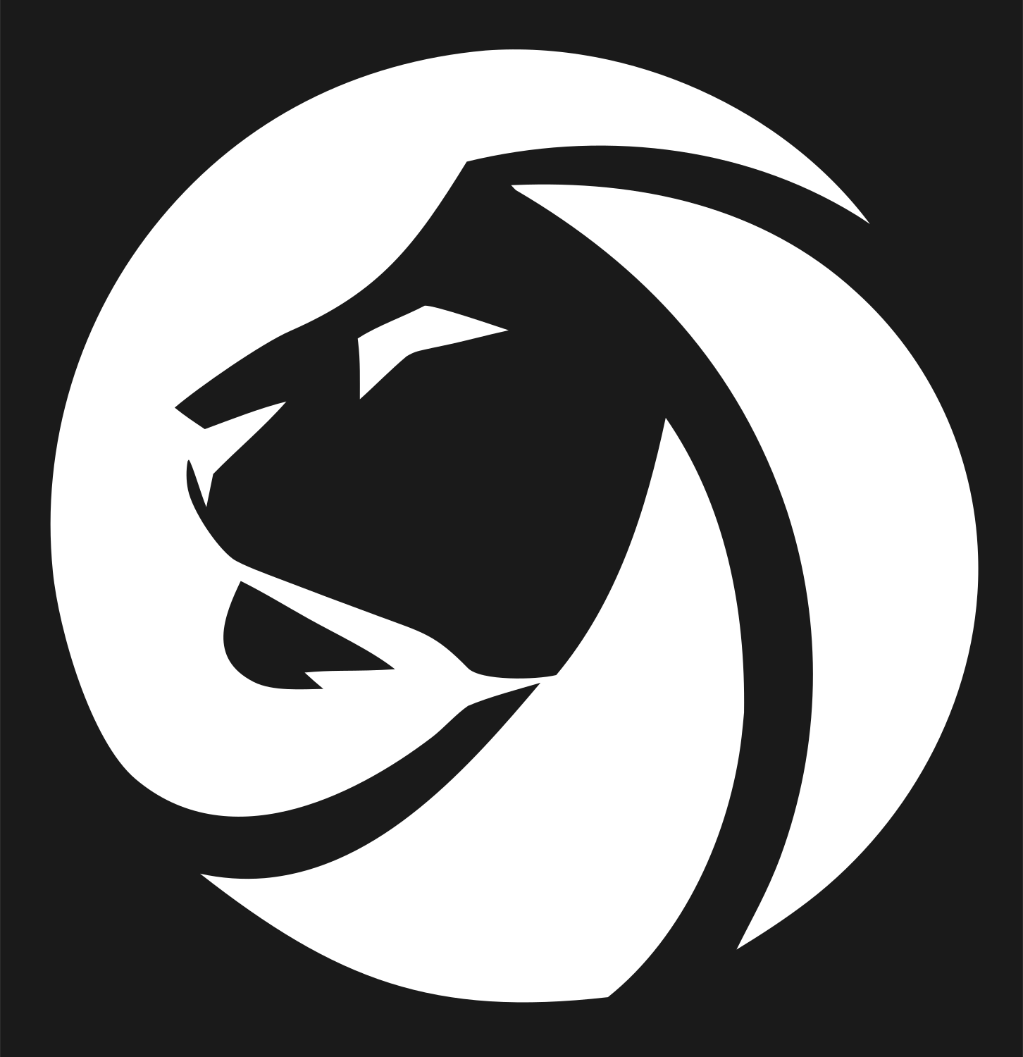 Negative Space Lion Circle Badge #1a1a1a/#ffffff