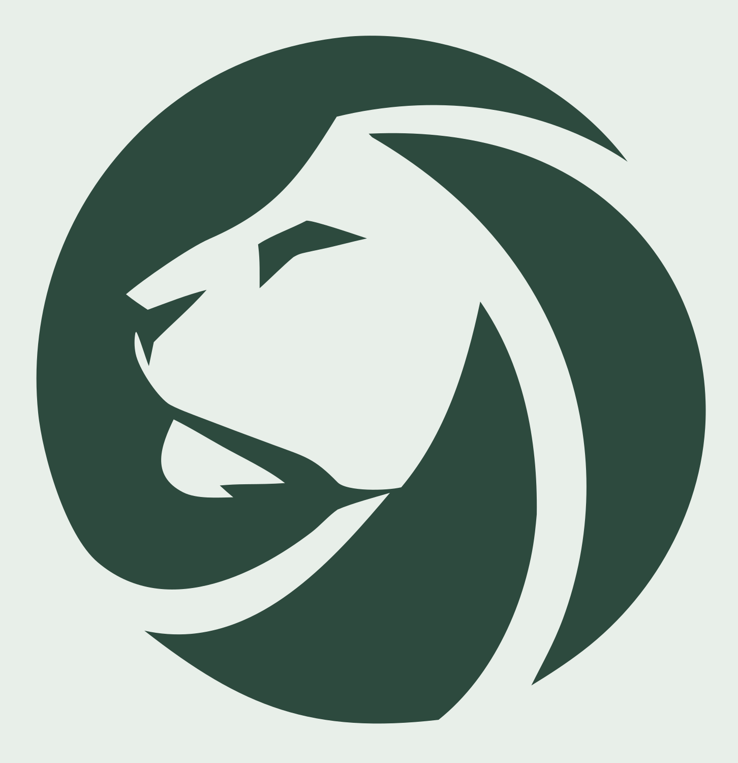 Negative Space Lion Circle Badge #e8efe9/#2d4a3e