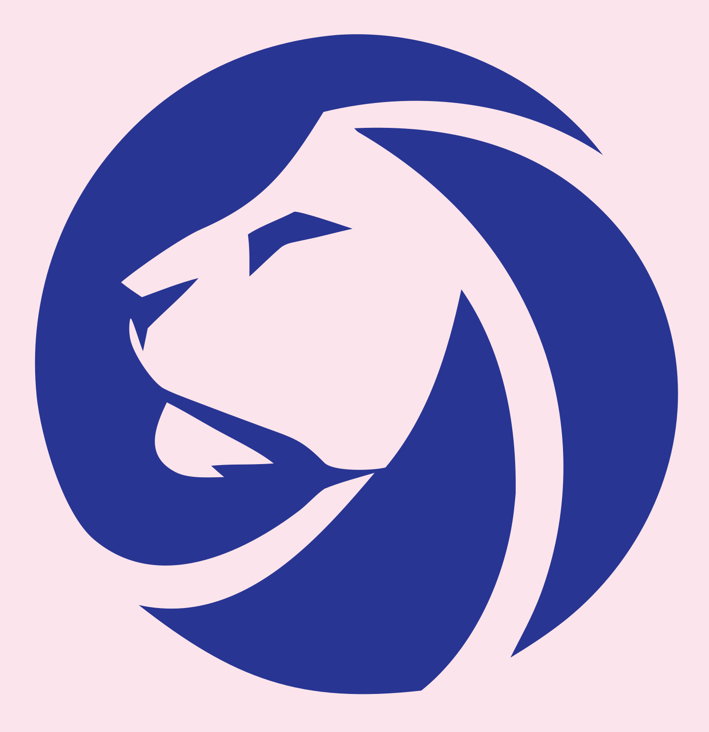 Negative Space Lion Circle Badge #fce4ec/#283593