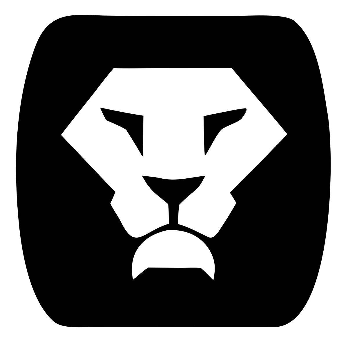 Negative Space Lion Face Badge #ffffff/#000000