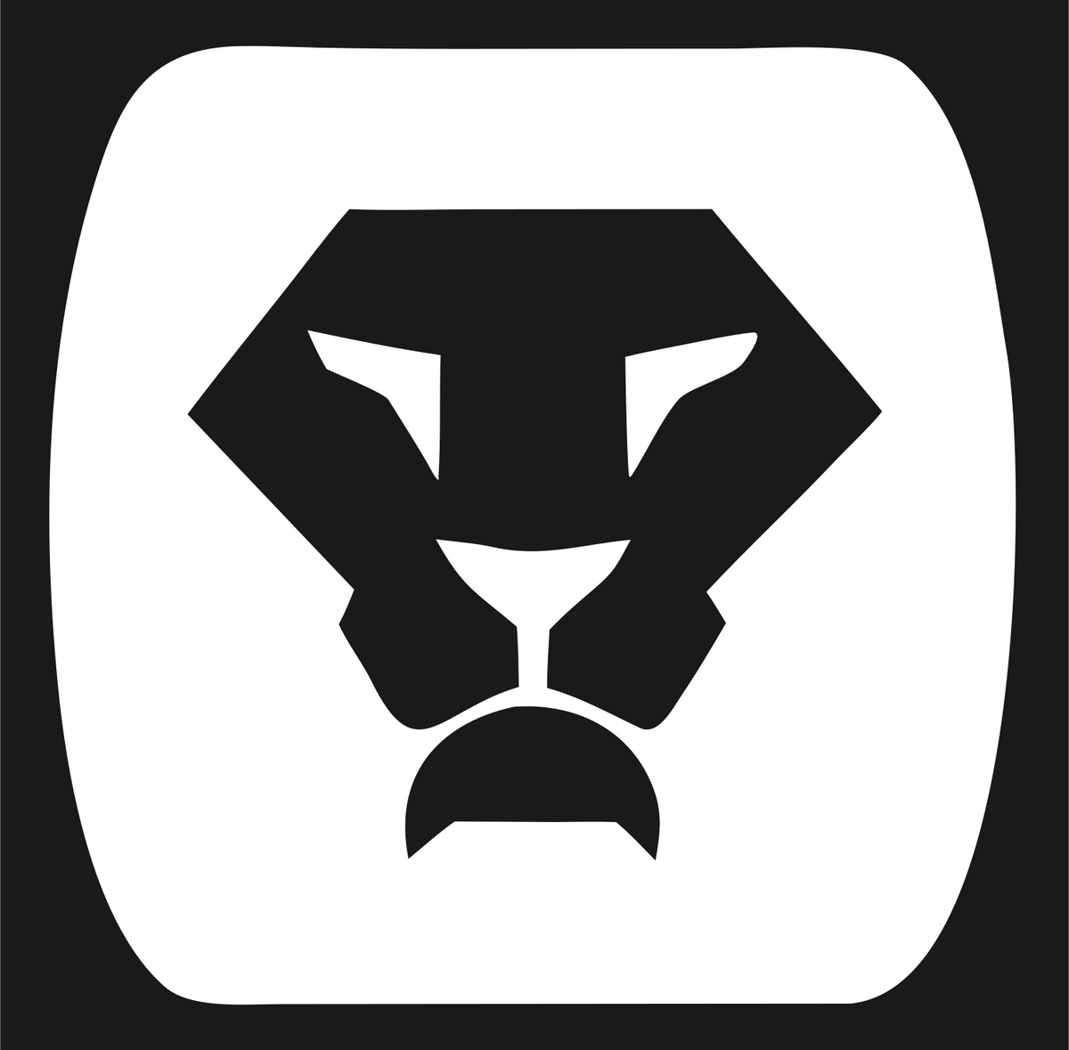 Negative Space Lion Face Badge #1a1a1a/#ffffff