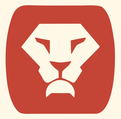Negative Space Lion Face Badge #fff8e7/#c44536