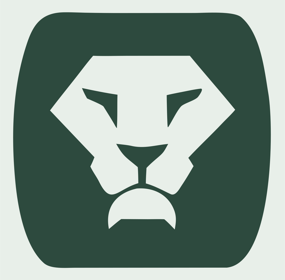 Negative Space Lion Face Badge #e8efe9/#2d4a3e