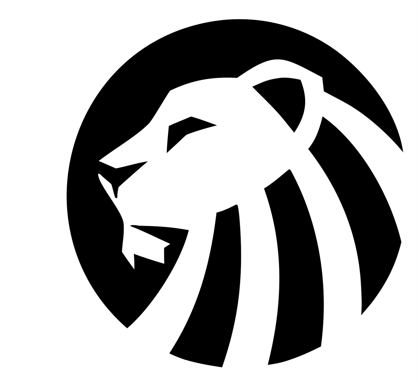Negative Space Lion Circle Badge #ffffff/#000000