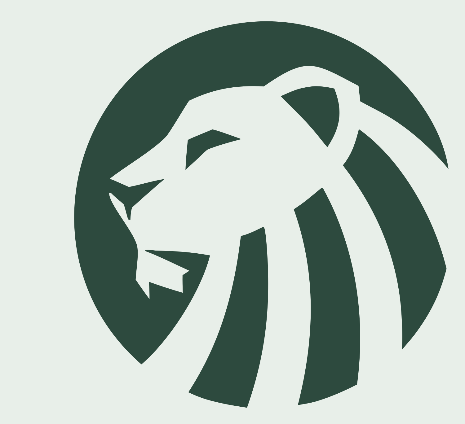 Negative Space Lion Circle Badge #e8efe9/#2d4a3e