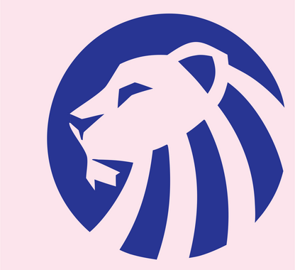 Negative Space Lion Circle Badge #fce4ec/#283593