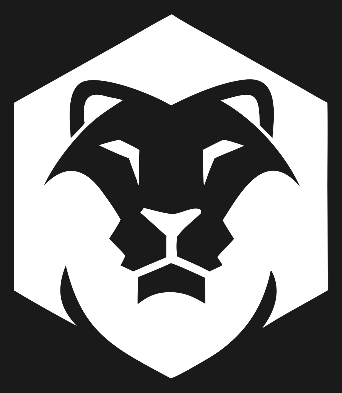 Negative Space Lion Hexagon Badge #1a1a1a/#ffffff