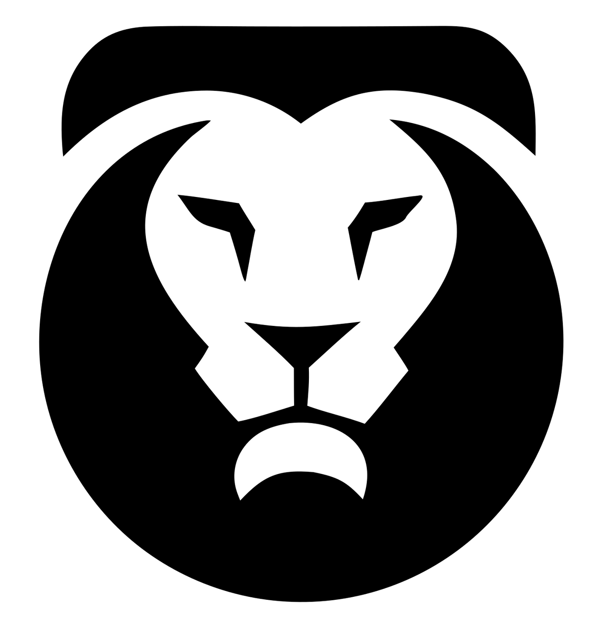 Negative Space Lion Face Badge #ffffff/#000000