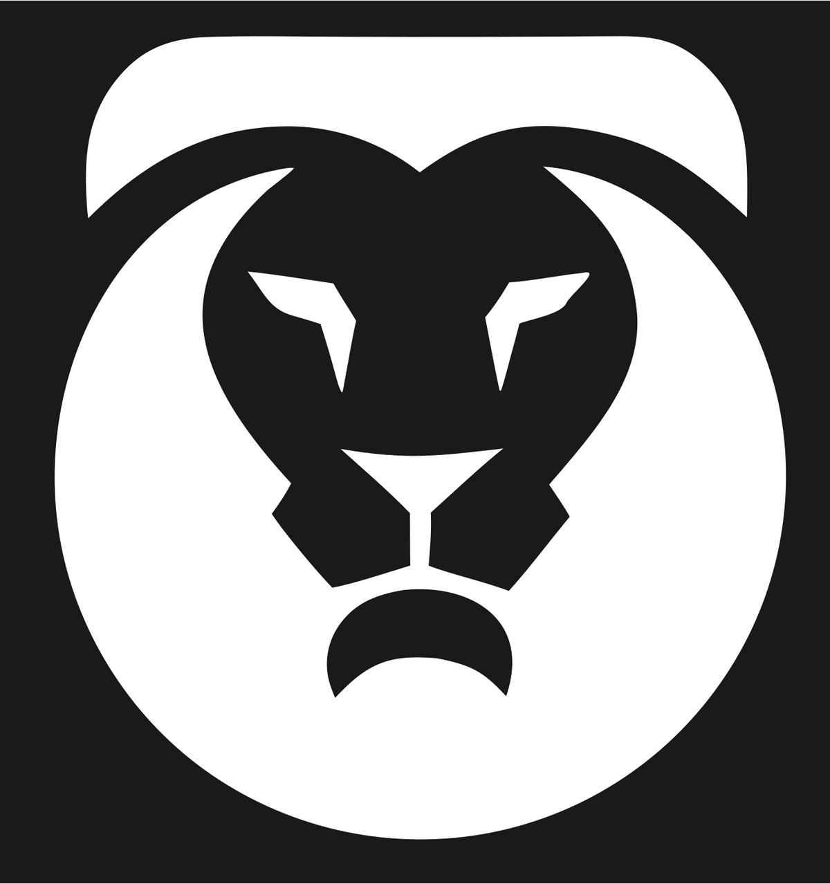 Negative Space Lion Face Badge #1a1a1a/#ffffff