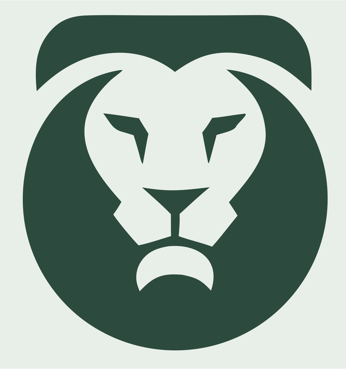 Negative Space Lion Face Badge #e8efe9/#2d4a3e