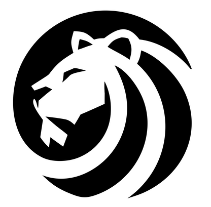 Negative Space Lion Circle Badge #ffffff/#000000