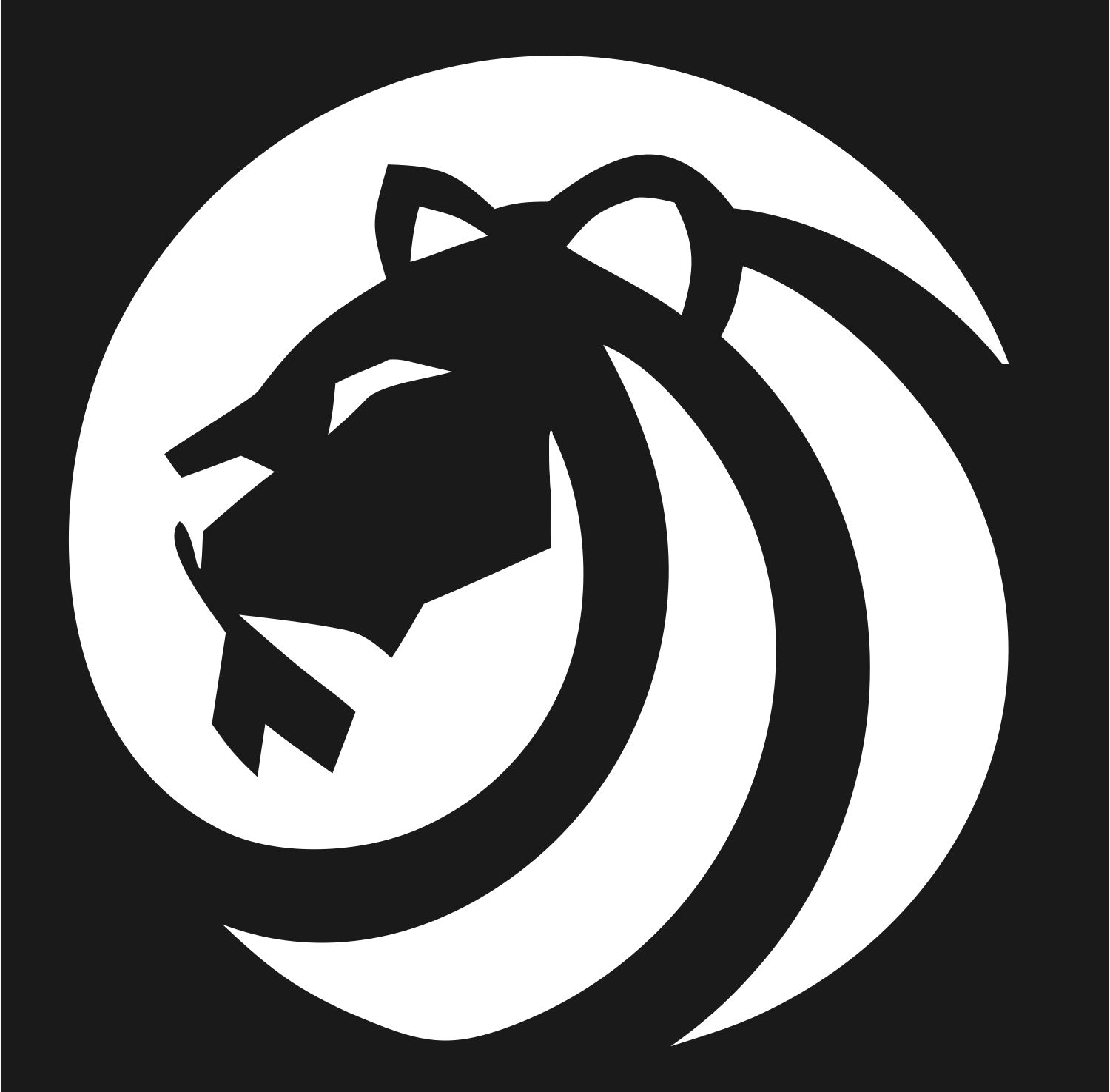 Negative Space Lion Circle Badge #1a1a1a/#ffffff