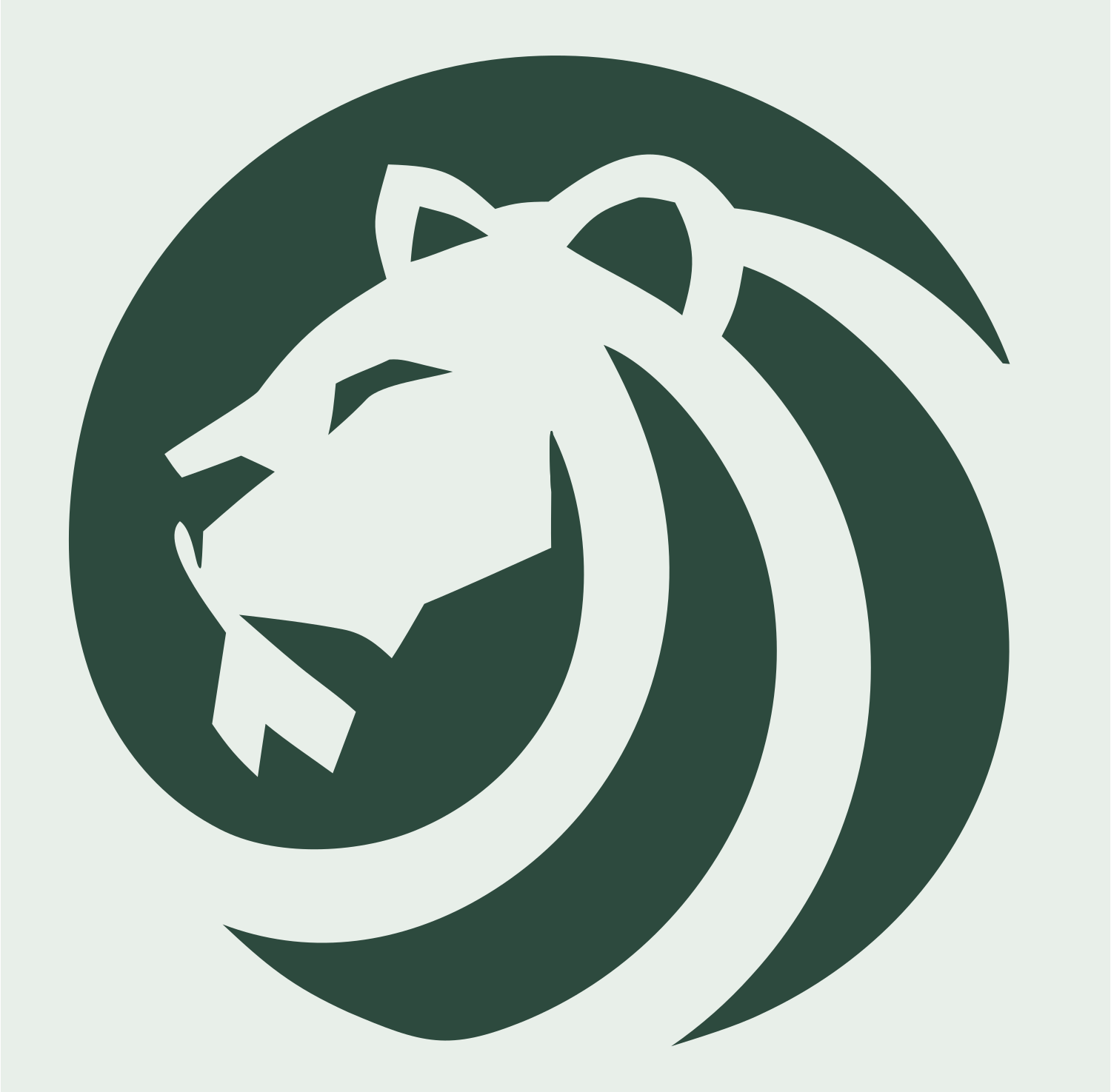 Negative Space Lion Circle Badge #e8efe9/#2d4a3e