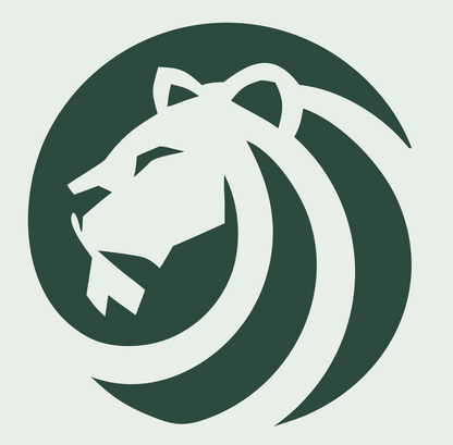 Negative Space Lion Circle Badge #e8efe9/#2d4a3e