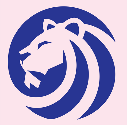 Negative Space Lion Circle Badge #fce4ec/#283593