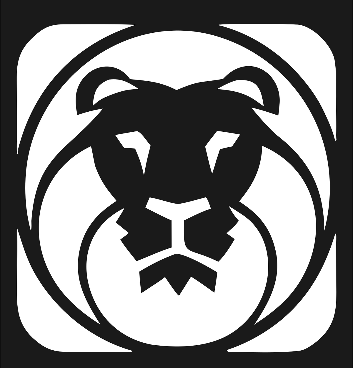 Negative Space Lion Square Badge #1a1a1a/#ffffff