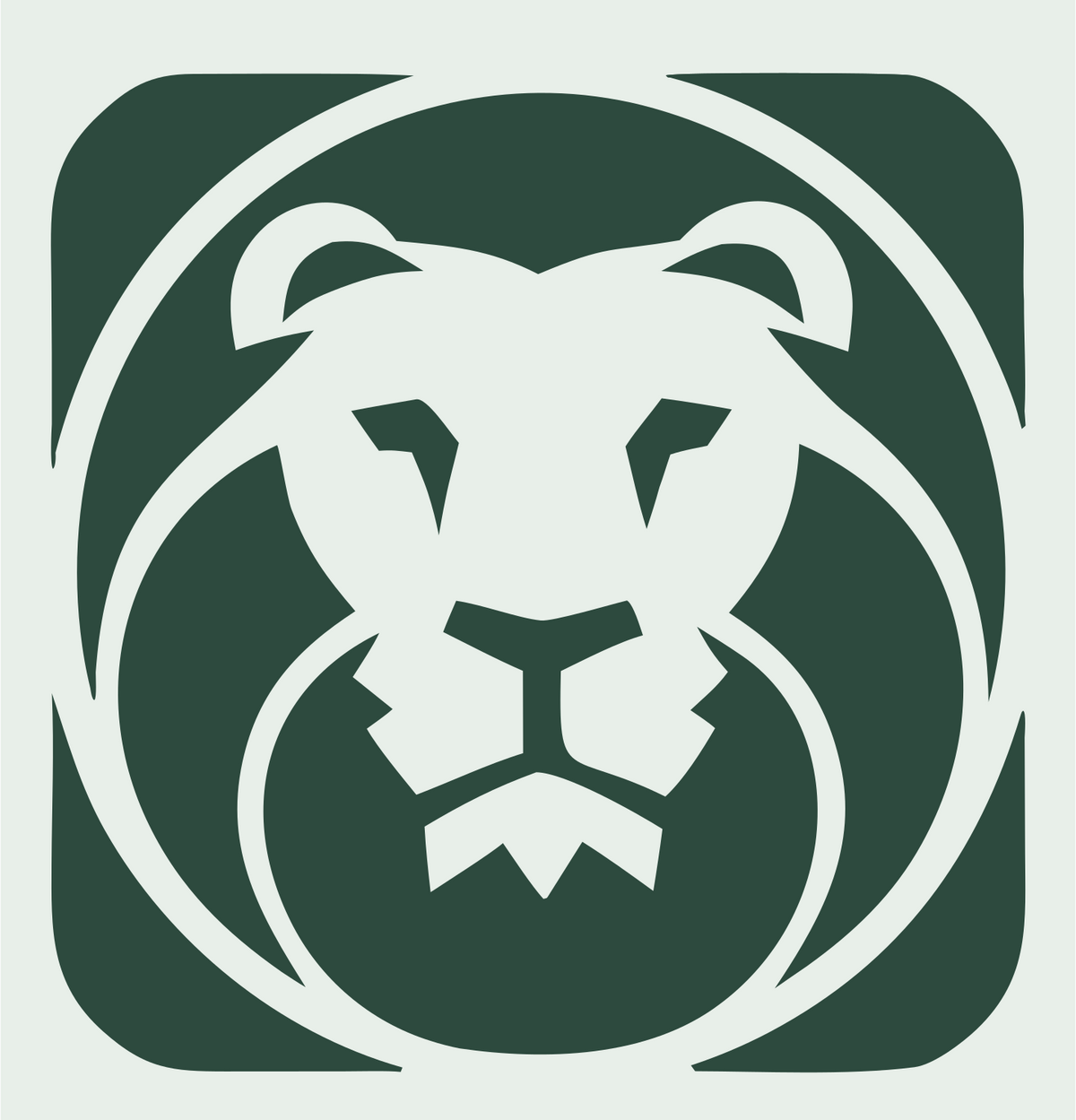 Negative Space Lion Square Badge #e8efe9/#2d4a3e