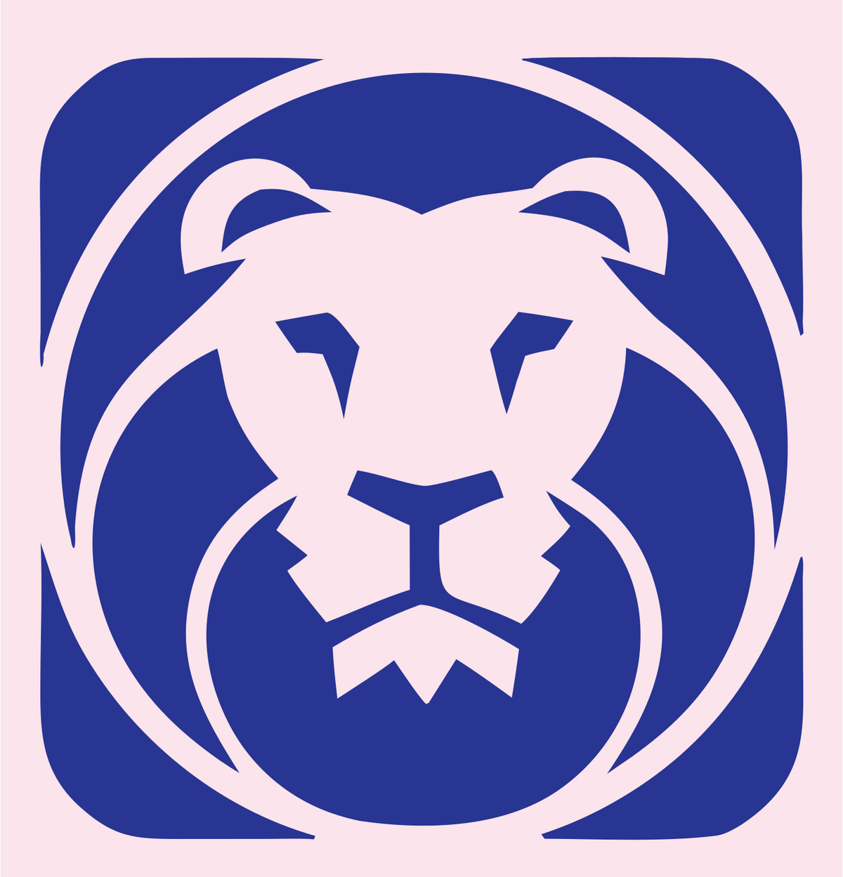 Negative Space Lion Square Badge #fce4ec/#283593