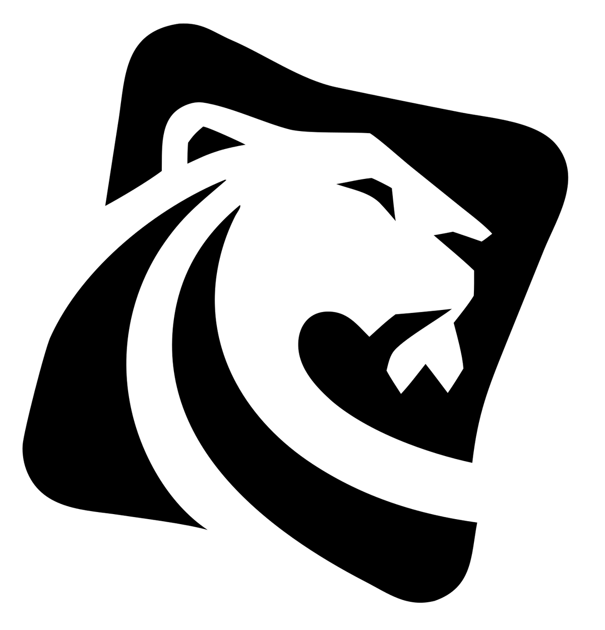 Negative Space Lion Square Badge #ffffff/#000000