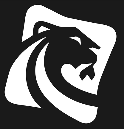 Negative Space Lion Square Badge #1a1a1a/#ffffff