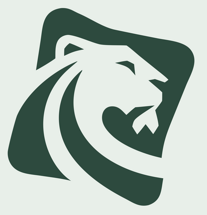 Negative Space Lion Square Badge #e8efe9/#2d4a3e