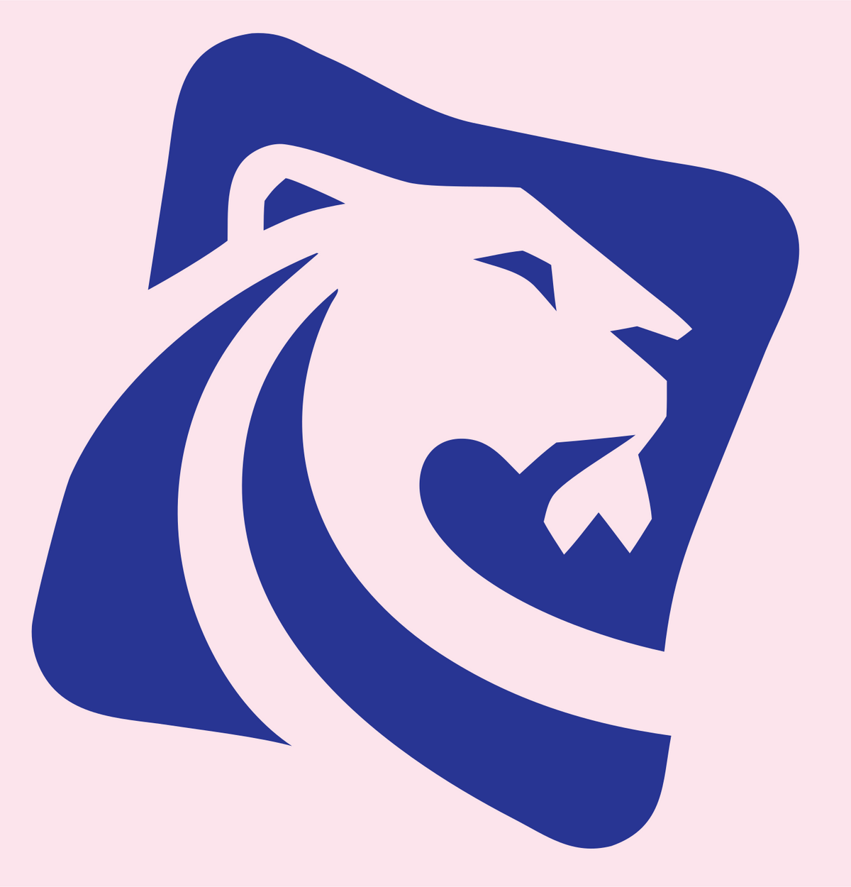 Negative Space Lion Square Badge #fce4ec/#283593