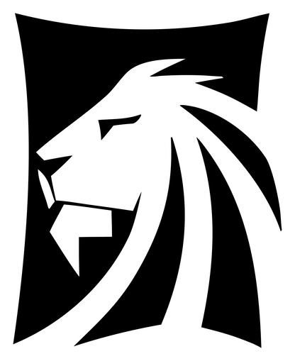 Negative Space Lion Shield Emblem #ffffff/#000000