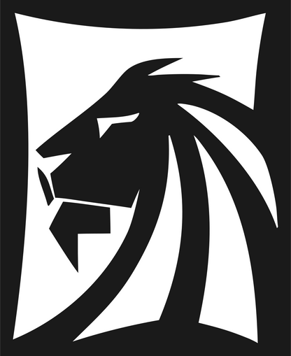 Negative Space Lion Shield Emblem #1a1a1a/#ffffff