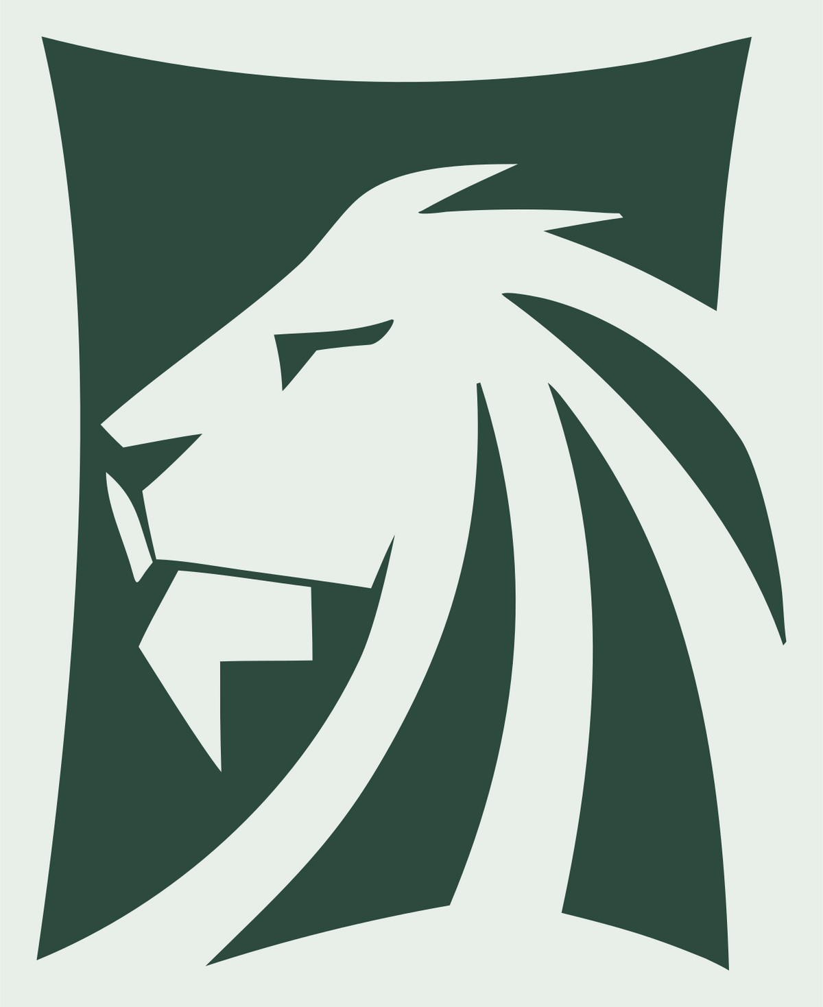 Negative Space Lion Shield Emblem #e8efe9/#2d4a3e