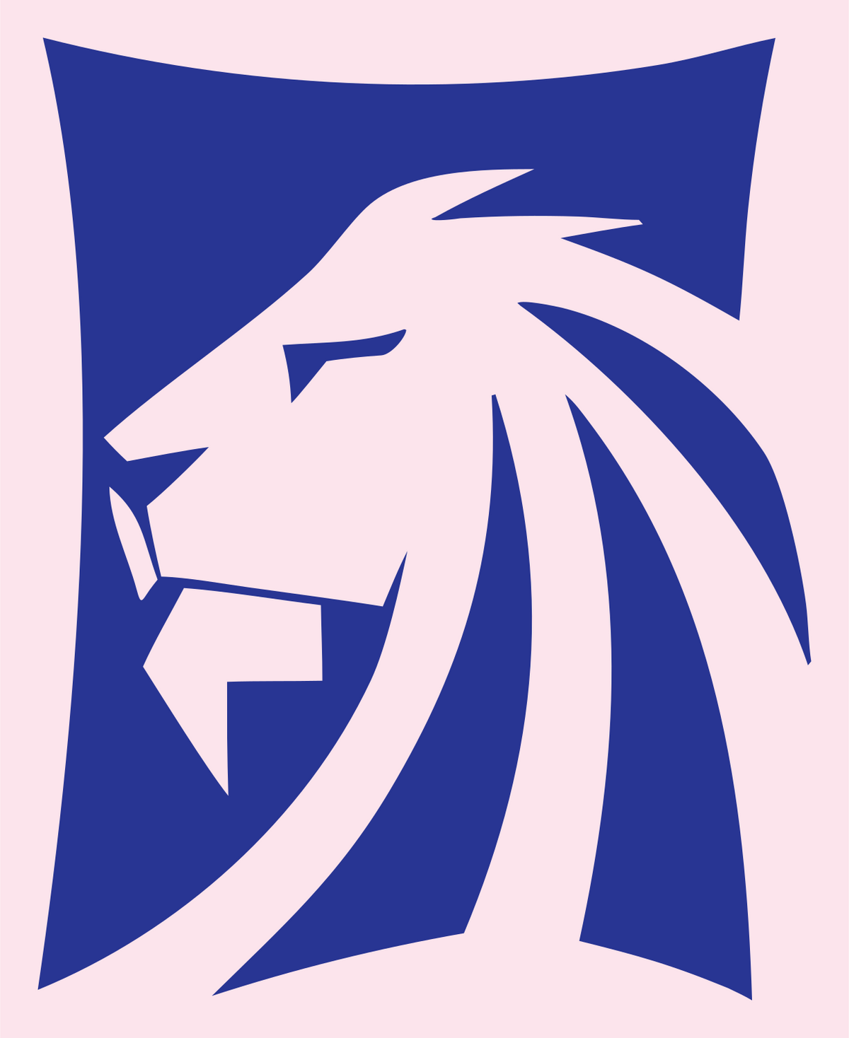 Negative Space Lion Shield Emblem #fce4ec/#283593