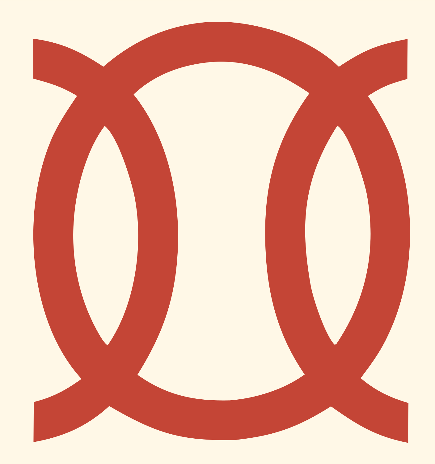 Monoline Linked Rings Emblem #fff8e7/#c44536