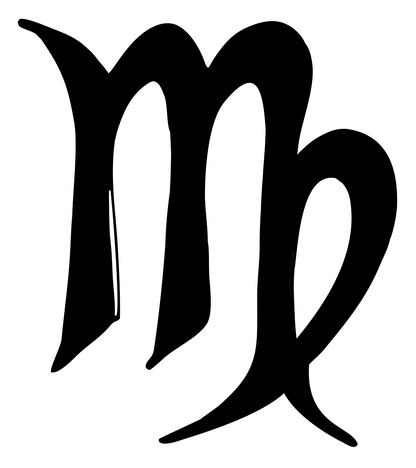 Hand-Drawn Virgo Glyph Logo #ffffff/#000000