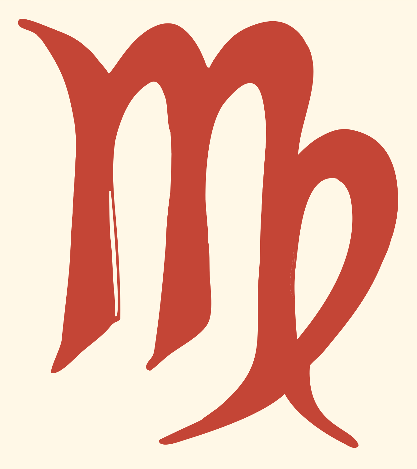 Hand-Drawn Virgo Glyph Logo #fff8e7/#c44536