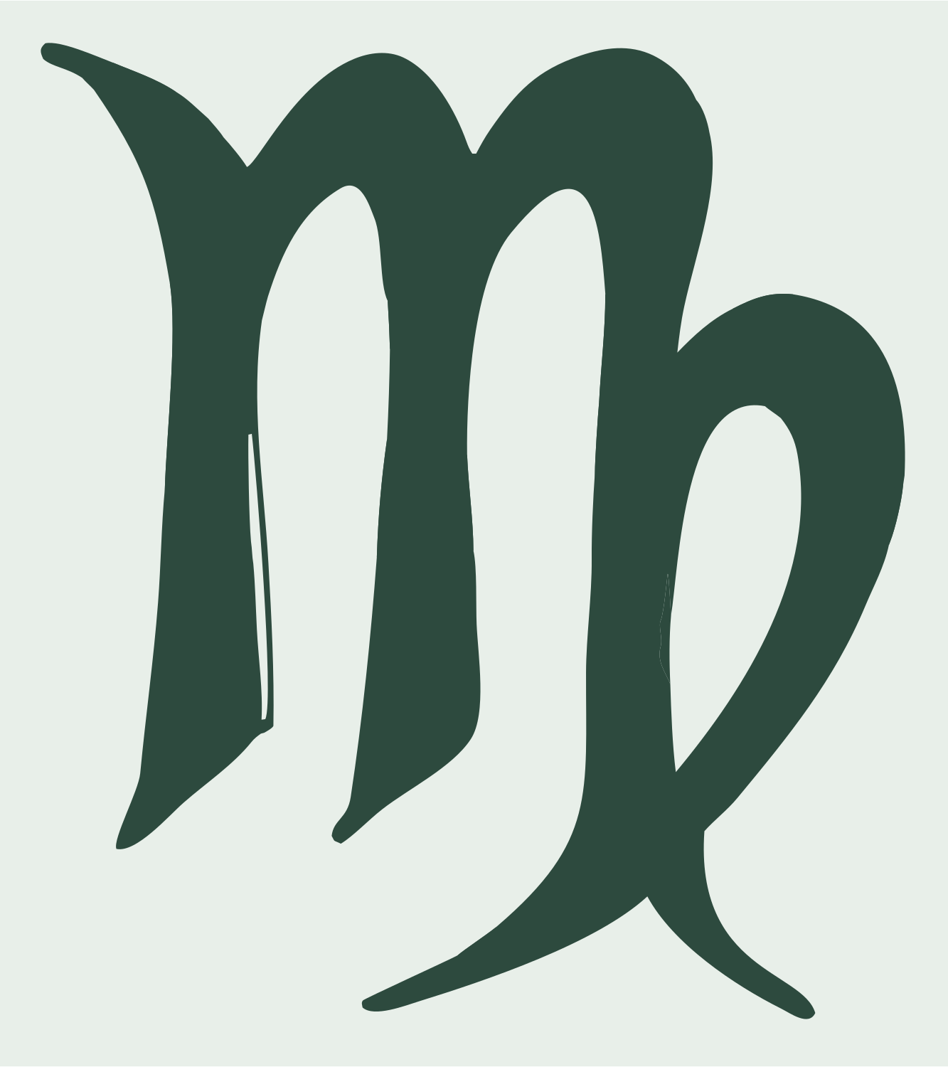Hand-Drawn Virgo Glyph Logo #e8efe9/#2d4a3e